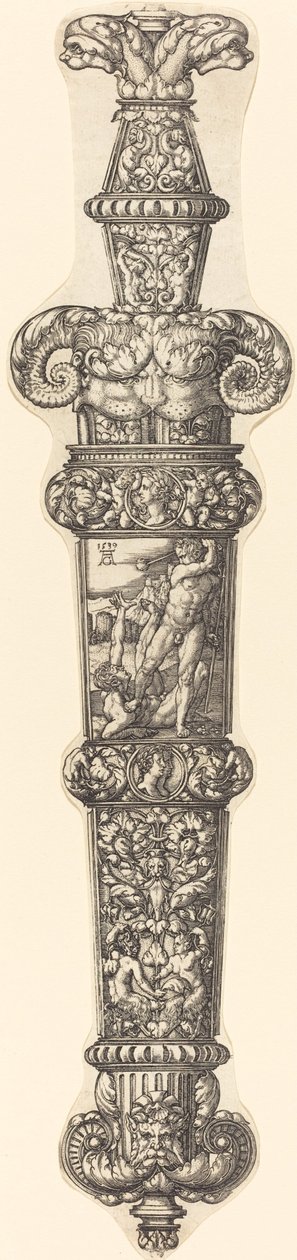 带有该隐和亚伯的匕首鞘设计，1539年。 作者 海因里希·阿尔德勒弗（Heinrich Aldegrever）