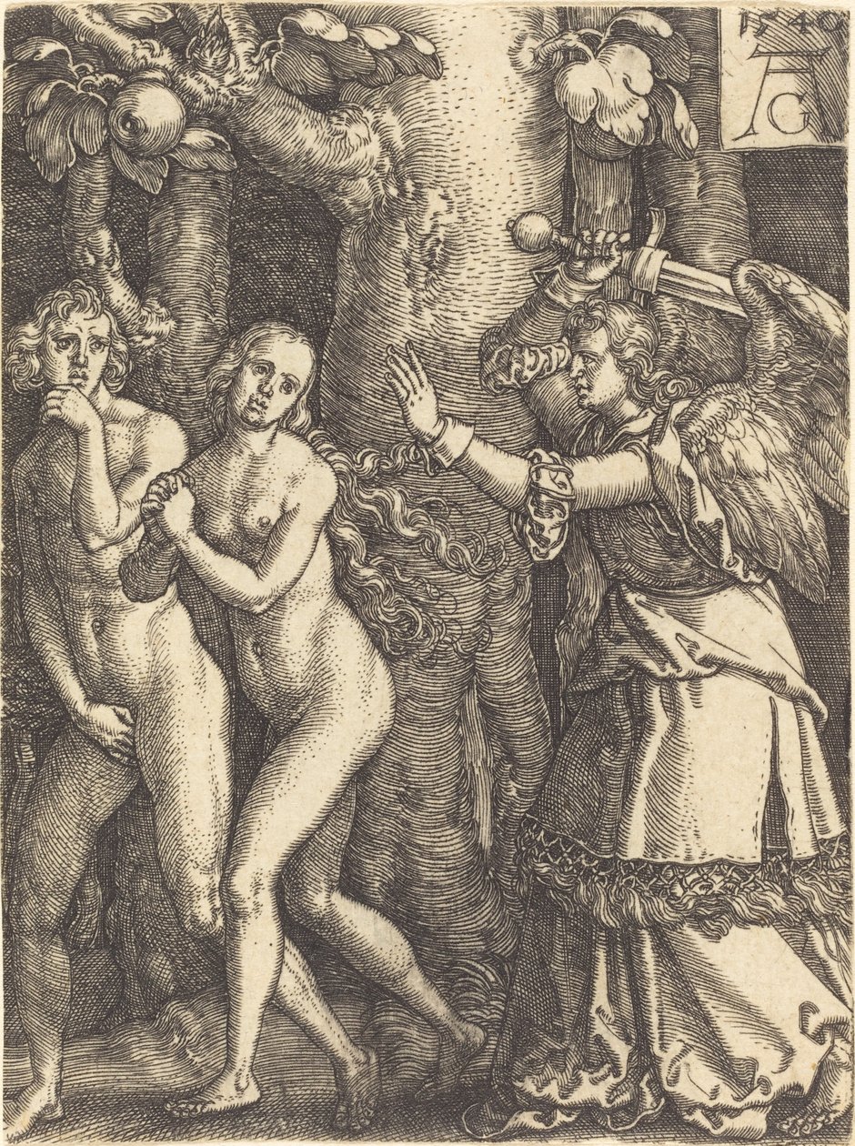 被驱逐出天堂，1540年。 作者 海因里希·阿尔德勒弗（Heinrich Aldegrever）