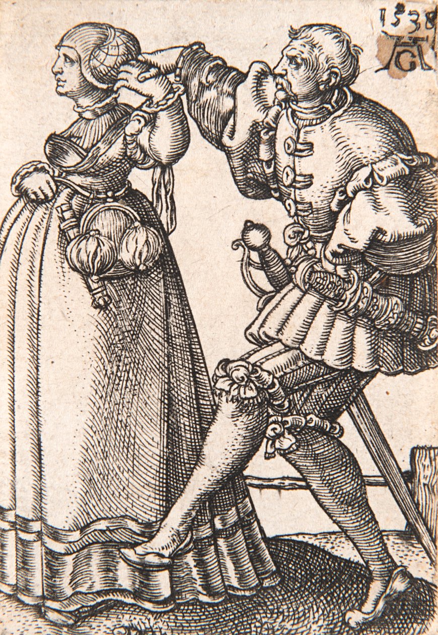 来自《小婚礼舞者》系列，1538年。 作者 海因里希·阿尔德勒弗（Heinrich Aldegrever）