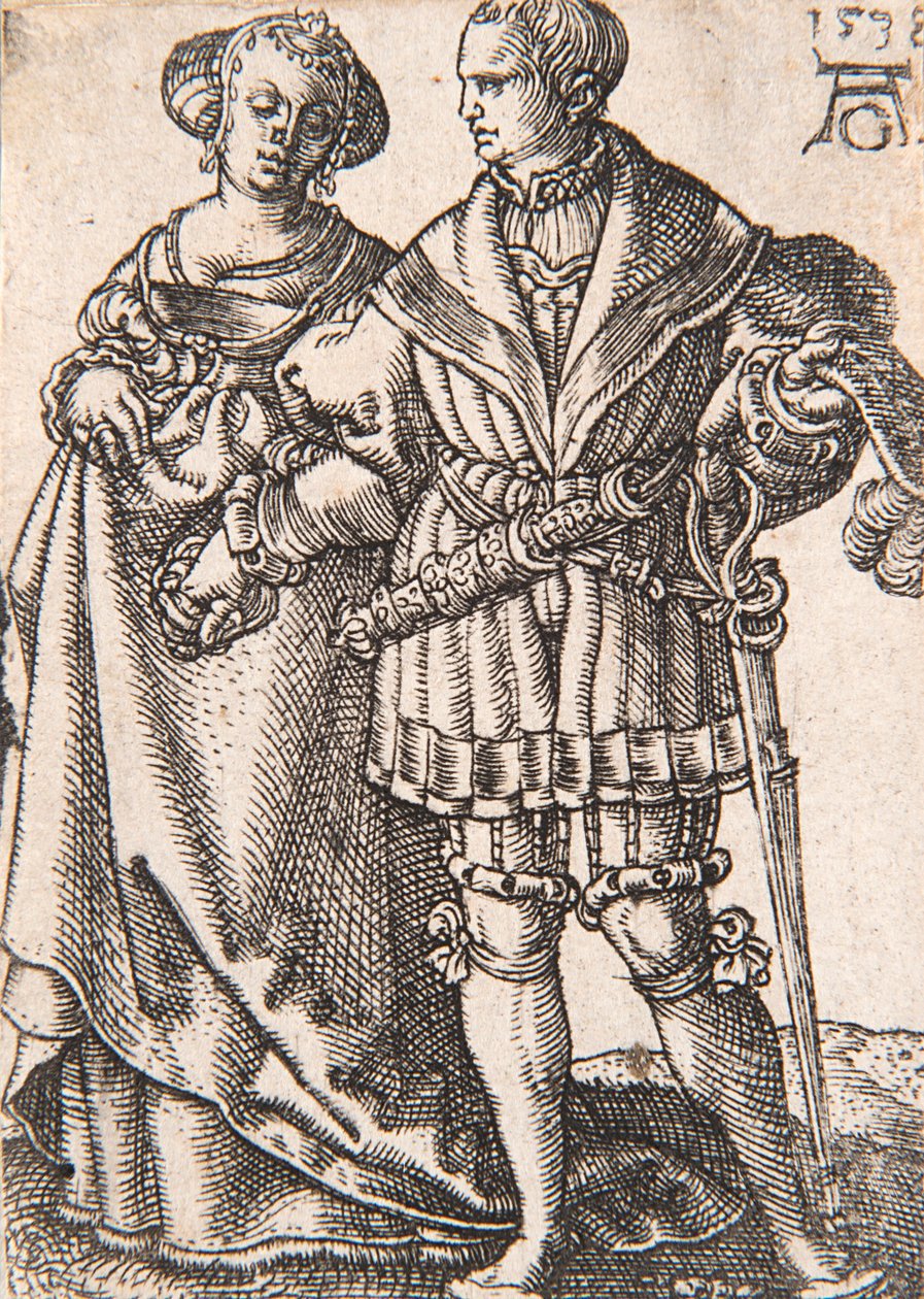 来自《小婚礼舞者》系列，1538年。 作者 海因里希·阿尔德勒弗（Heinrich Aldegrever）