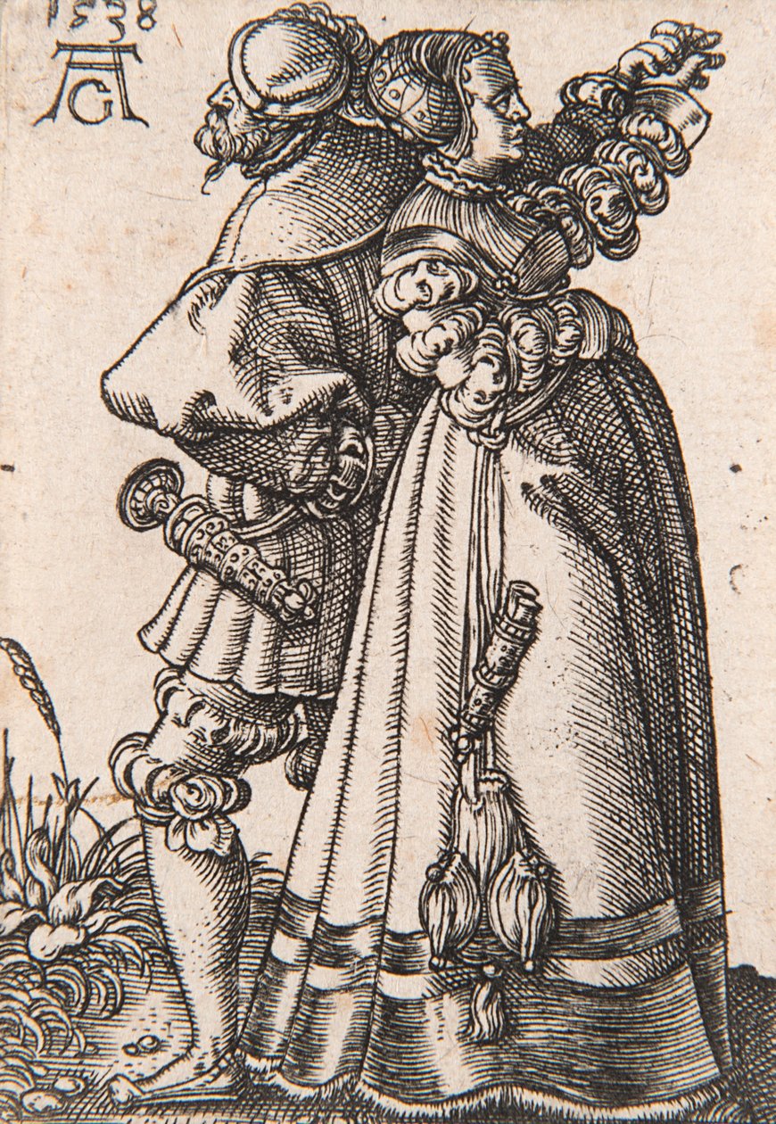 来自《小婚礼舞者》系列，1538年。 作者 海因里希·阿尔德勒弗（Heinrich Aldegrever）