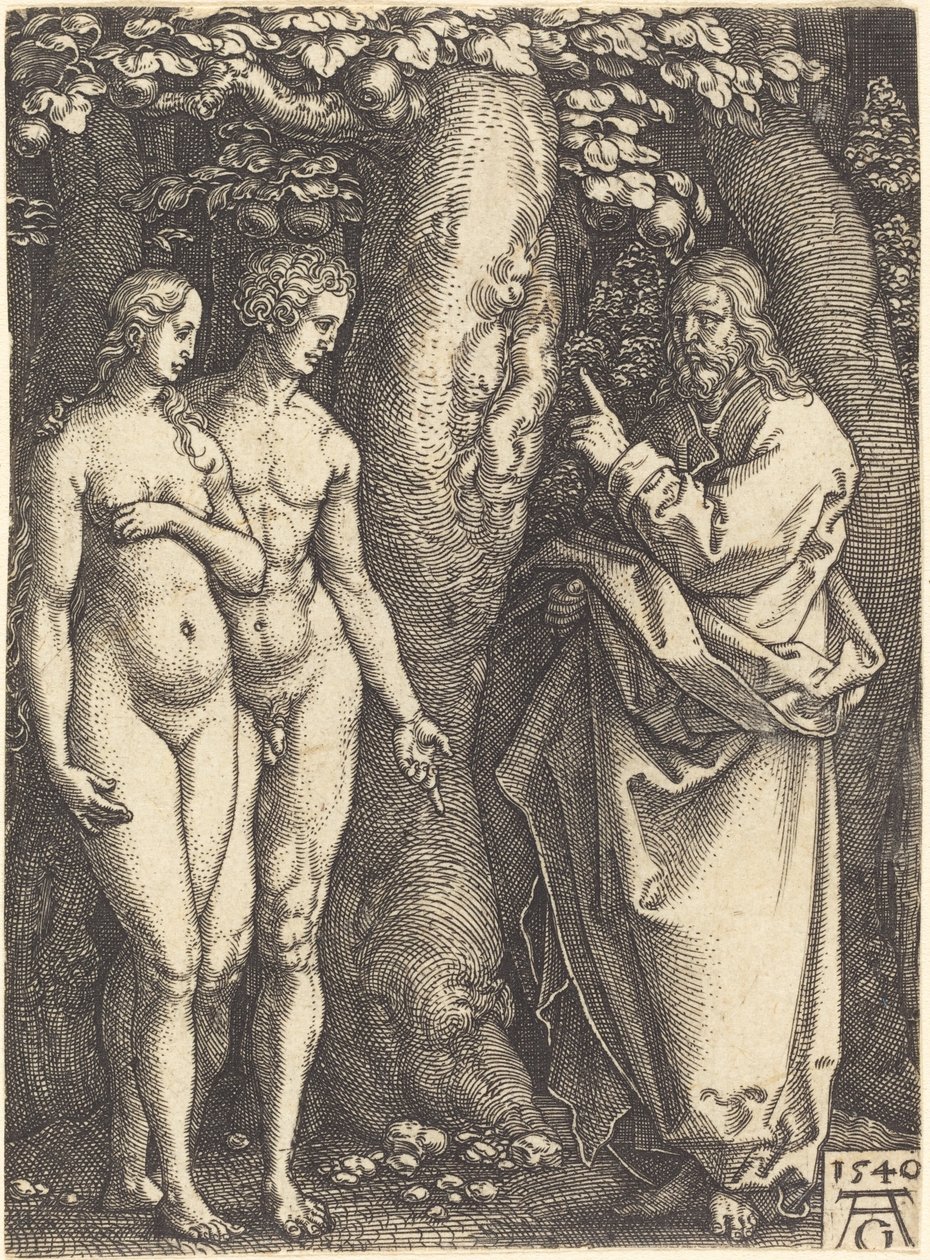 上帝禁止吃树上的东西，1540年。 作者 海因里希·阿尔德勒弗（Heinrich Aldegrever）