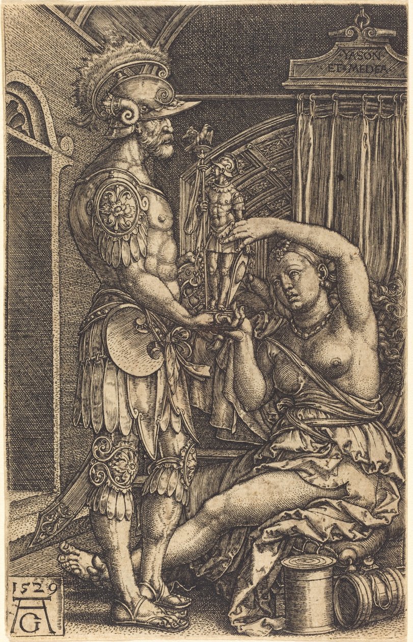 杰森和美狄亚，1529年。 作者 海因里希·阿尔德勒弗（Heinrich Aldegrever）