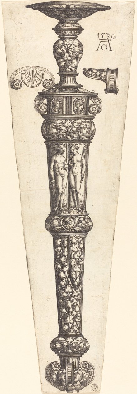 带有裸体情侣的大型匕首鞘，1536年。 作者 海因里希·阿尔德勒弗（Heinrich Aldegrever）