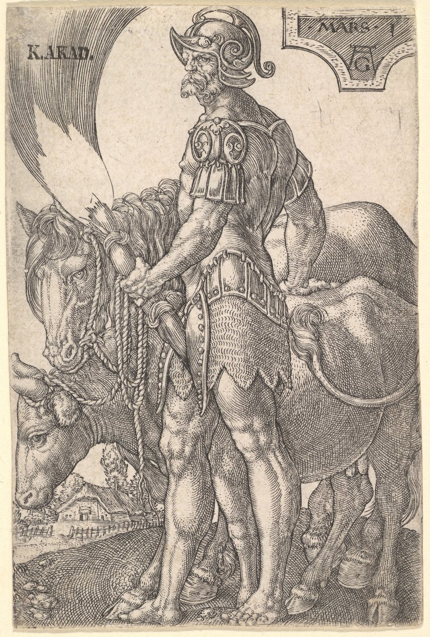 火星，出自《七个星球》，1533年。 作者 海因里希·阿尔德勒弗（Heinrich Aldegrever）