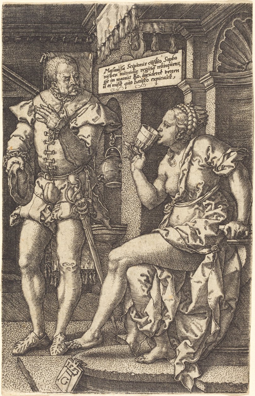 索福尼斯巴，1553年。 作者 海因里希·阿尔德勒弗（Heinrich Aldegrever）