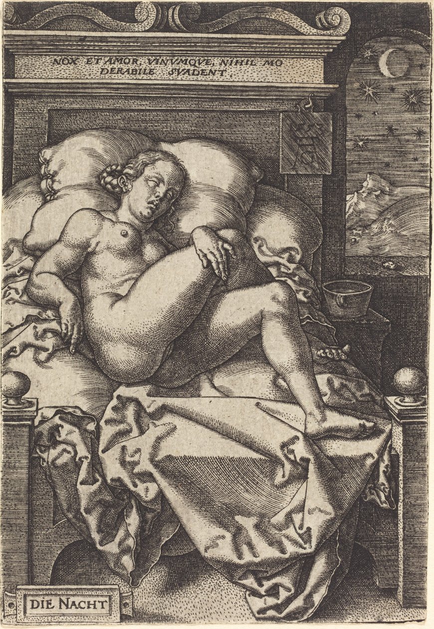 夜晚，1553年。 作者 海因里希·阿尔德勒弗（Heinrich Aldegrever）