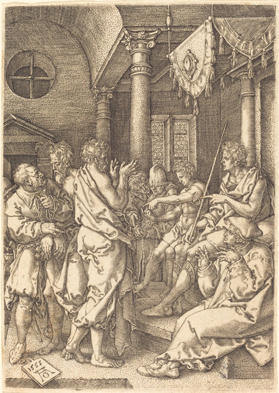 被但以理的证词定罪的两位长老，1555年。 作者 海因里希·阿尔德勒弗（Heinrich Aldegrever）