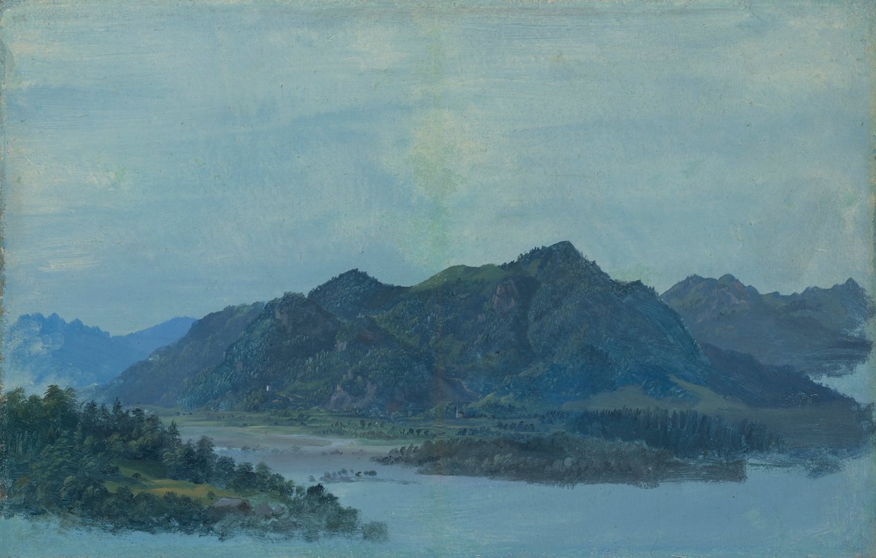 弗林茨巴赫附近的客栈山谷，背景是法尔肯施泰因城堡和凯泽尔山脉 作者 海因里希·伯克尔
