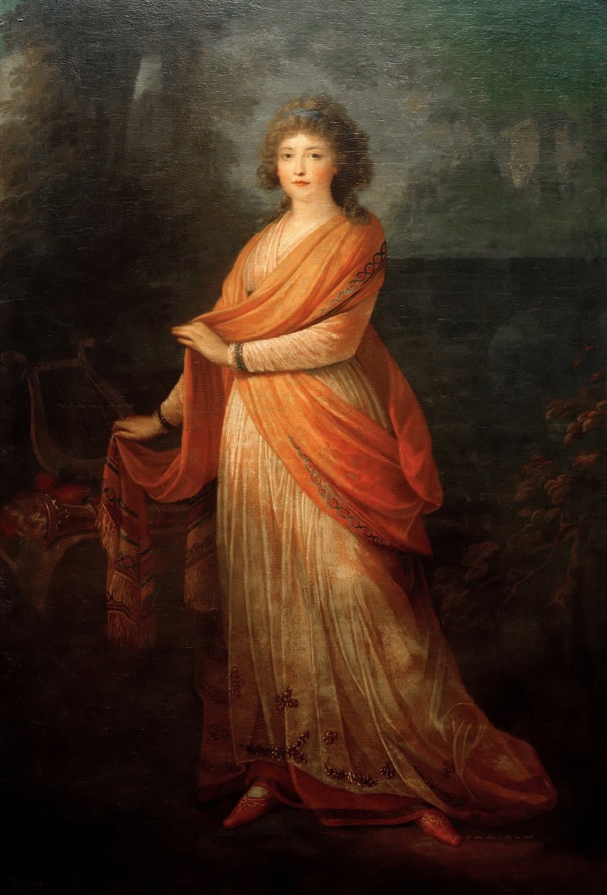 Varvara Vasilyevna Golitsyna肖像，内尔·冯·恩格哈特1757-1815,1792年。 作者 海因里希·弗里德里希·菲格