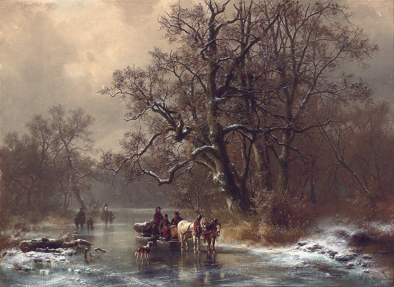 冷冻水道上的伐木机，1873年 作者 海因里希·霍弗（Heinrich Hofer）