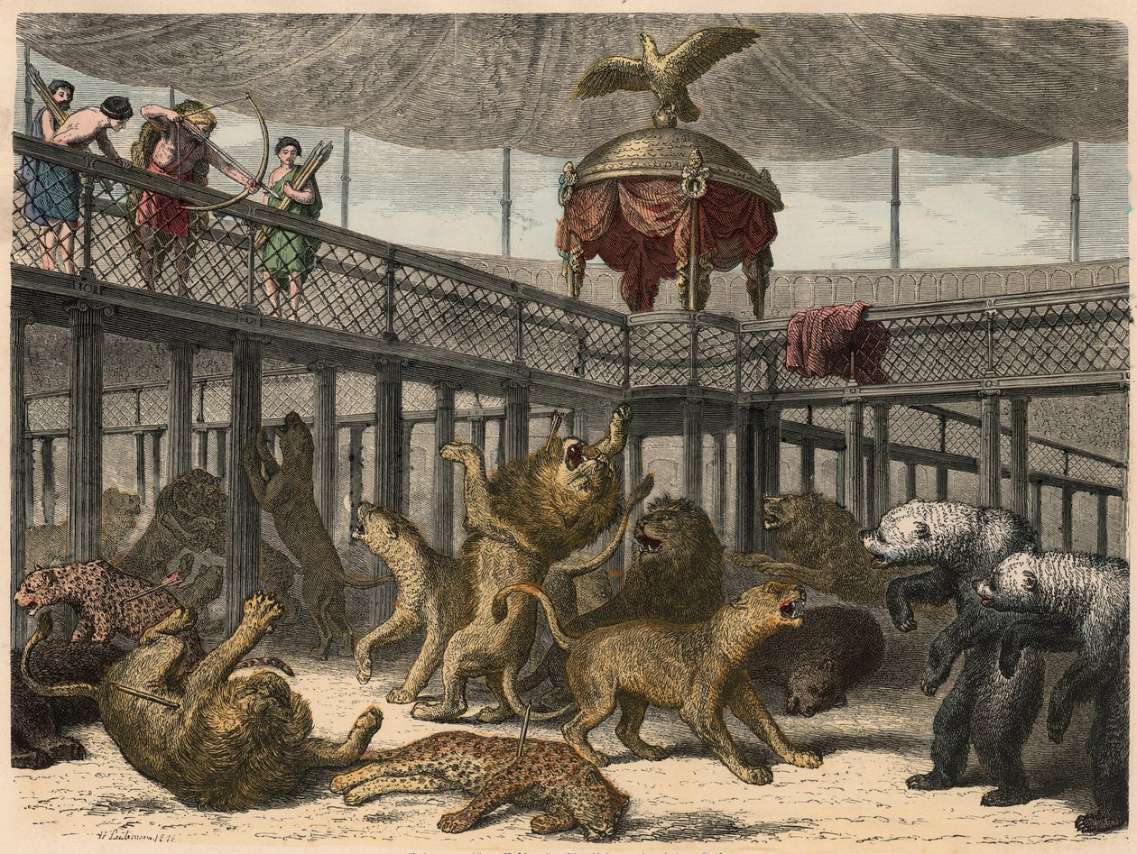 古罗马：1866年皇帝在圆形剧场宰杀野兽 作者 海因里希·勒特曼
