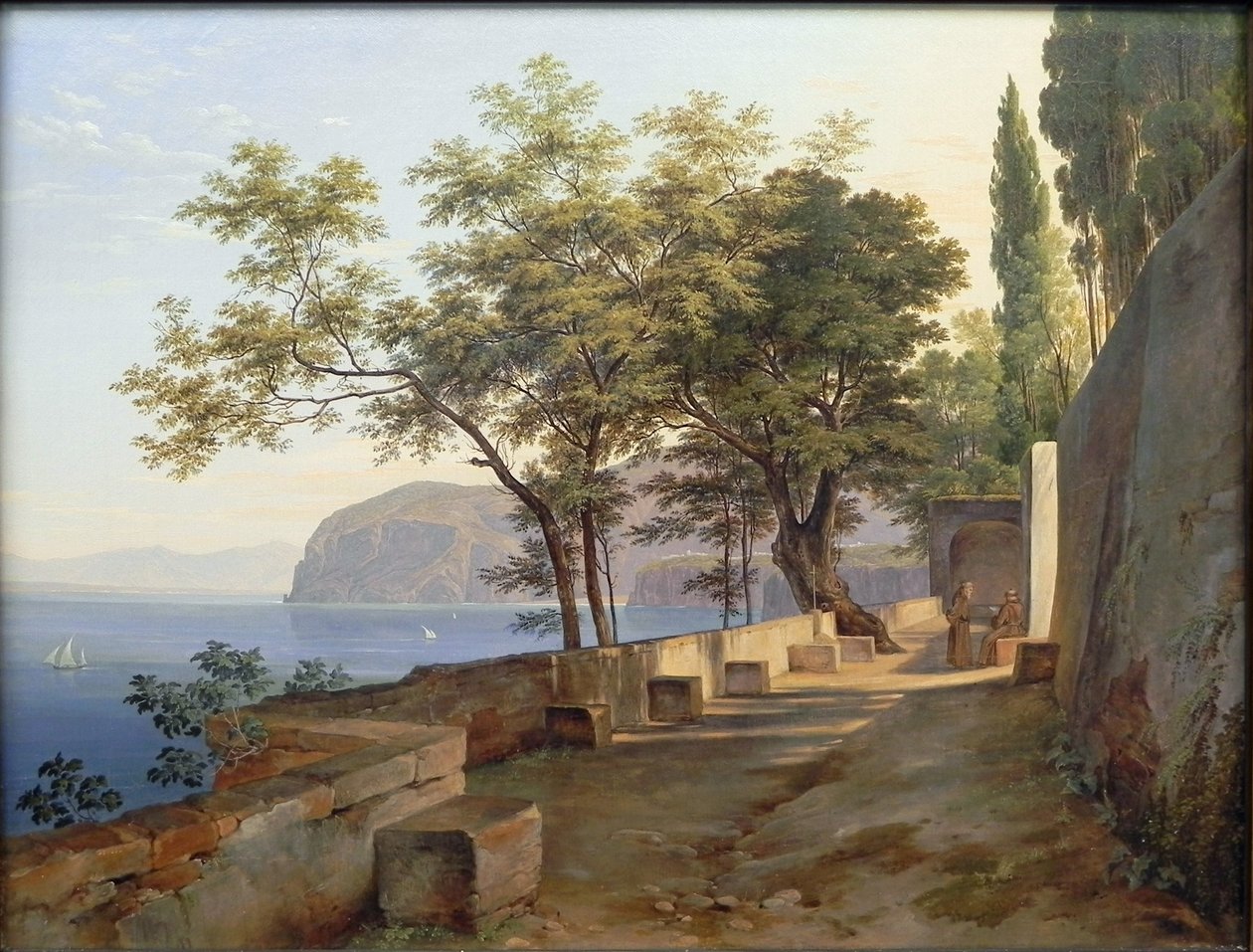 德语：Terrasse des Kapuzinerklosters in Sorrent 索伦托卡普钦修道院的露台 作者 海因里希·莱因霍尔德（Heinrich Reinhold）