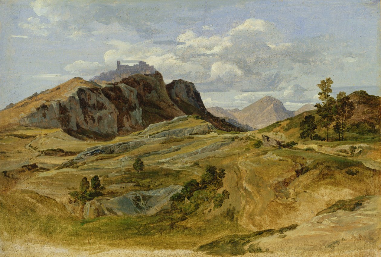 在Civitella景观，1822年（纸板上的油纸） 作者 海因里希·莱因霍尔德（Heinrich Reinhold）