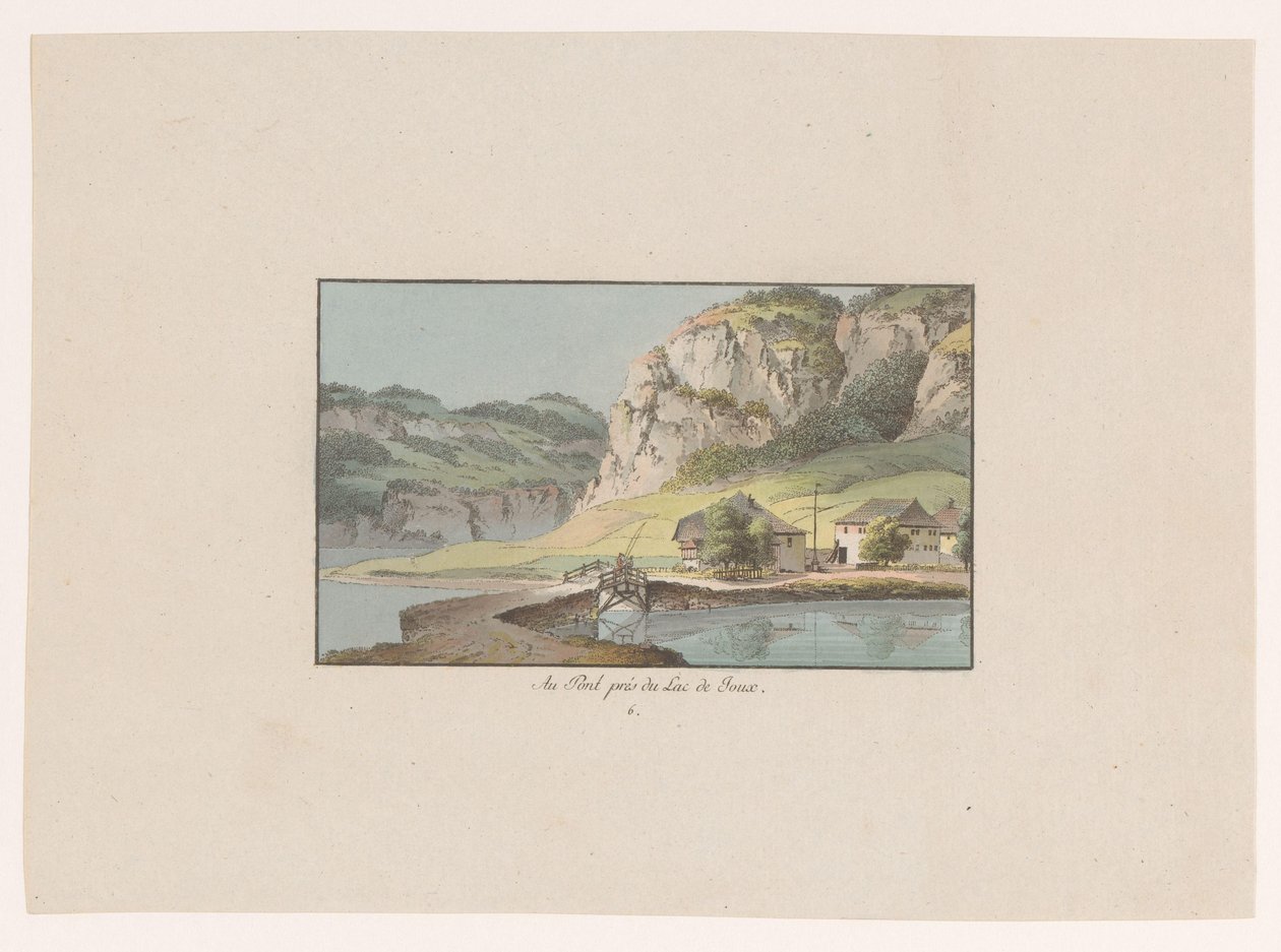 Lac de Joux 附近的 Le Pont 景观 Au Pont prés du Lac de Joux（物体上的标题） 瑞士风光（系列标题） Collection de quelques vues dessinées en Suisse d