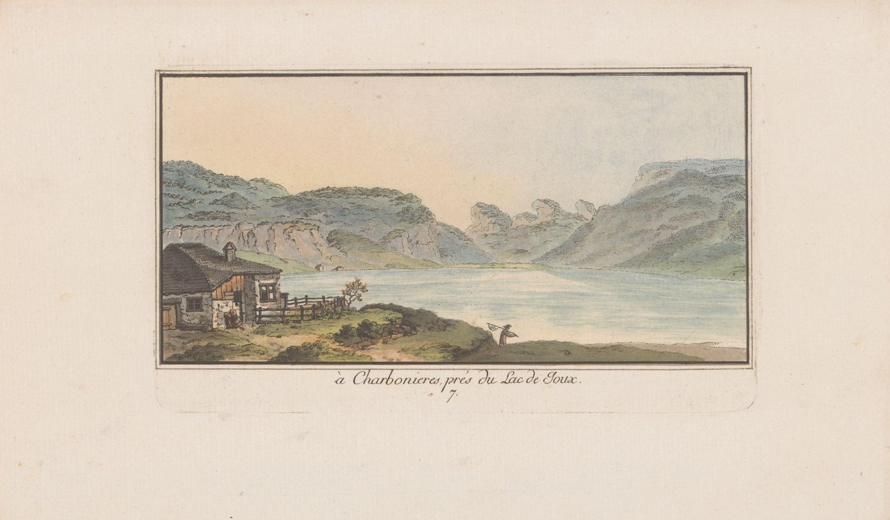 汝拉湖畔的夏邦尼耶景观
à Charbonieres, près du Lac de Joux（物上标题）
瑞士风景（系列名称）
Sammlung einiger Aussichten in der Schweiz（系列名称） 作者 海因里希·立达