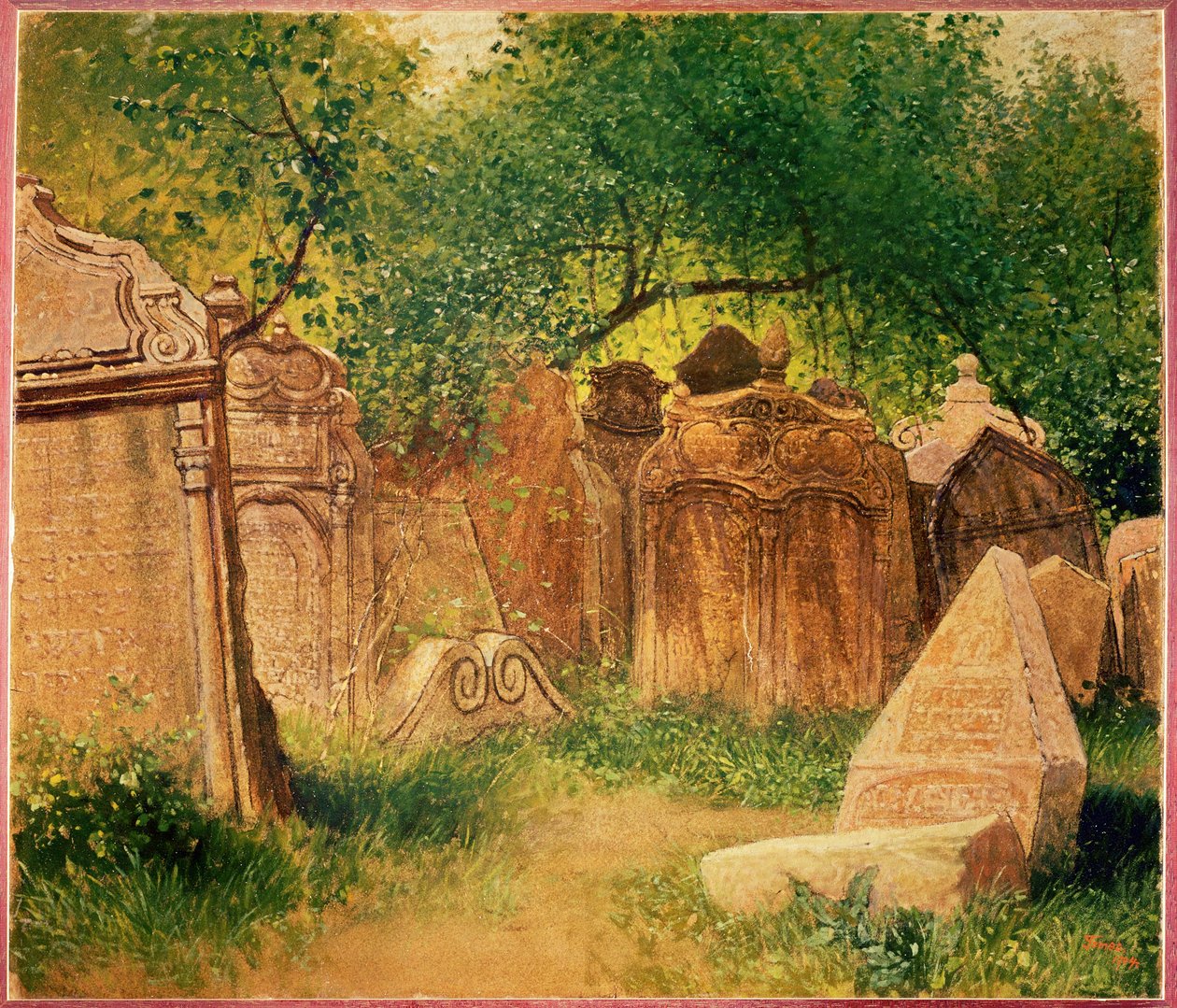 布拉格的犹太人墓地......（布面油画） 作者 海因里希·托梅克（Heinrich Tomec）
