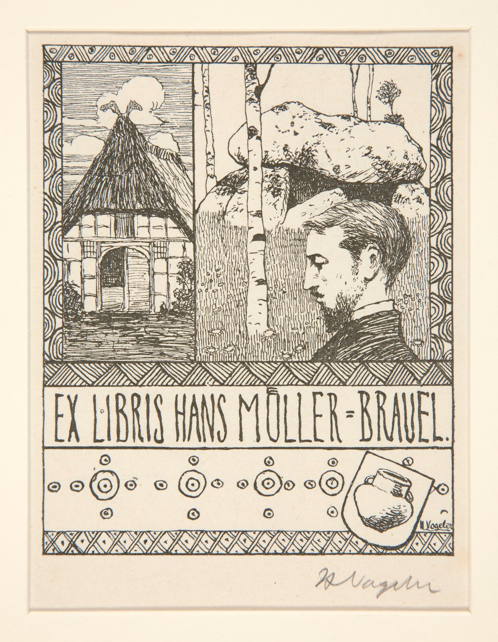 书签：Ex Libris Hans Mueller-Blauel 作者 海因里希·沃格勒