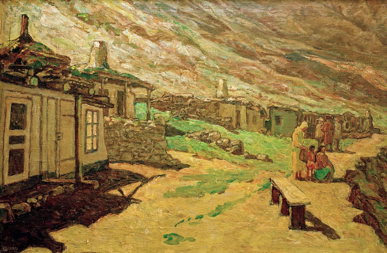 高加索地区的老村庄，1940年。 作者 海因里希·沃格勒