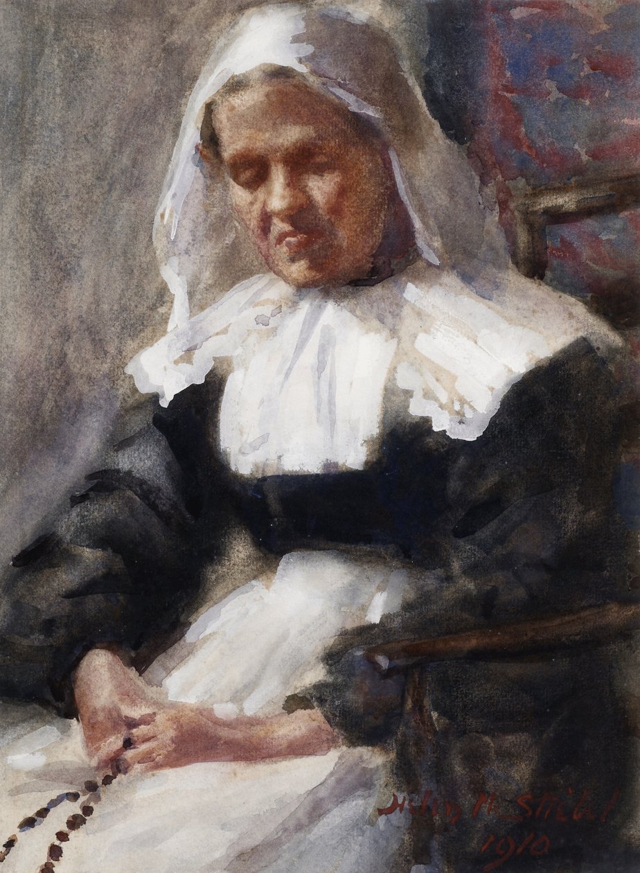 Nun Saying她的念珠，1910年 作者 海伦·斯蒂贝尔