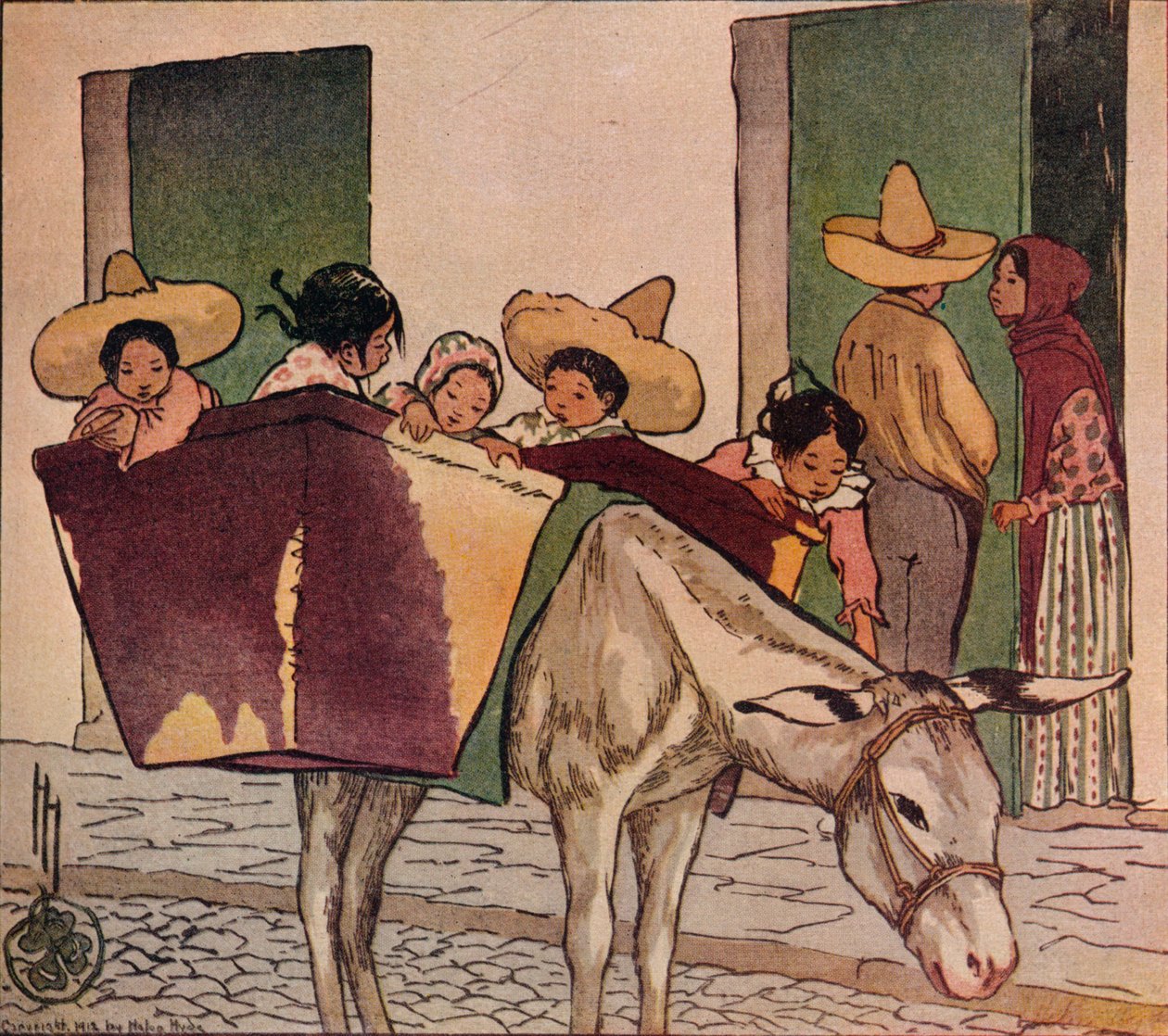插曲-面包人驴，1912年 作者 海伦·海德（Helen Hyde）