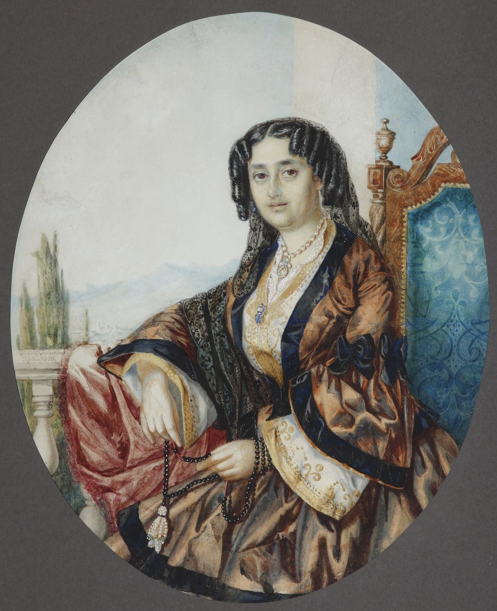 Nino Aleksandrovna Griboyedova née Chavchavadze公主画像，1856年 作者 海伦·弗兰科尼亚
