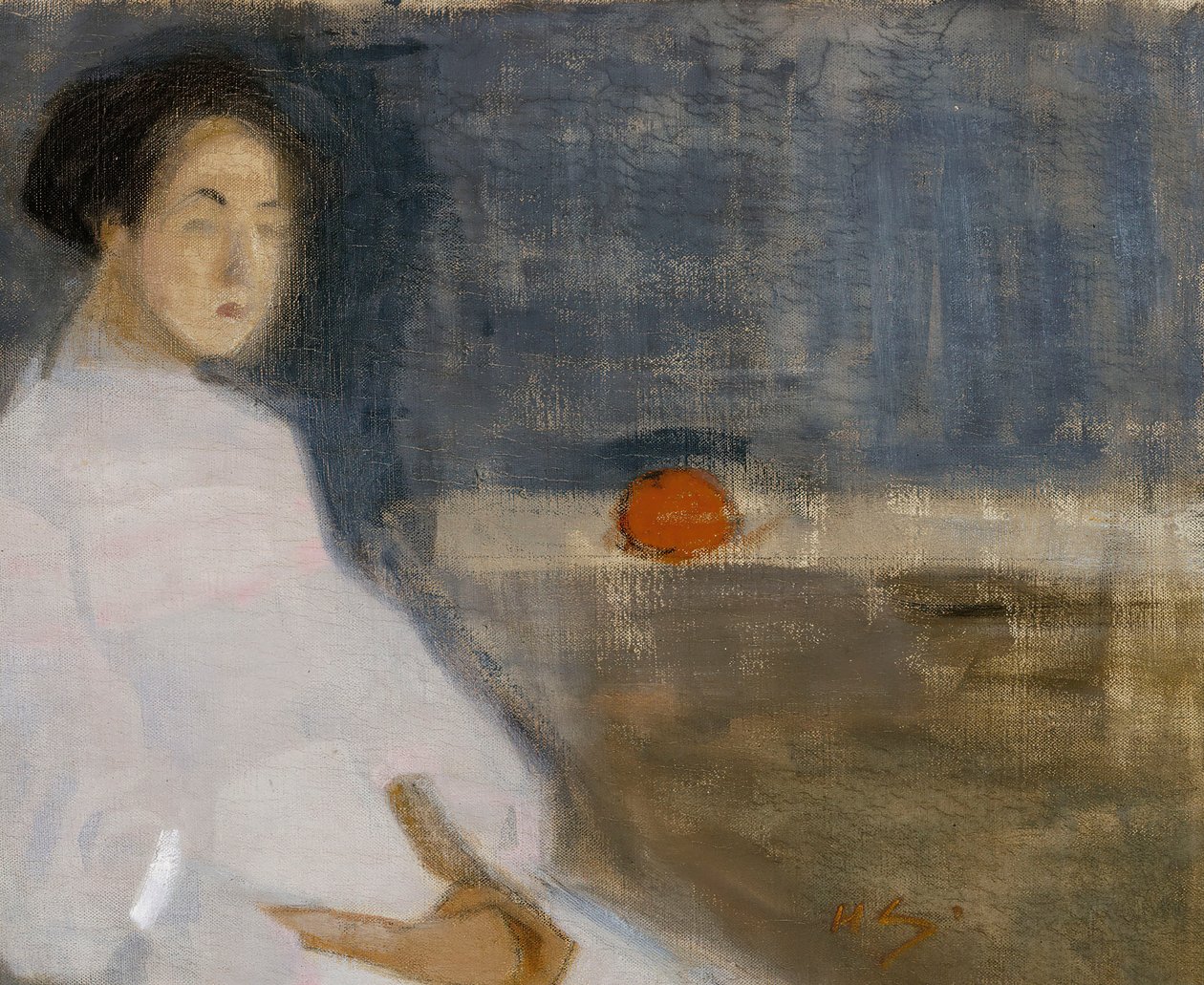 服装图片I 带着橙色的女孩，《面包师的女儿》，1908-1909。 作者 海伦·谢尔夫贝克