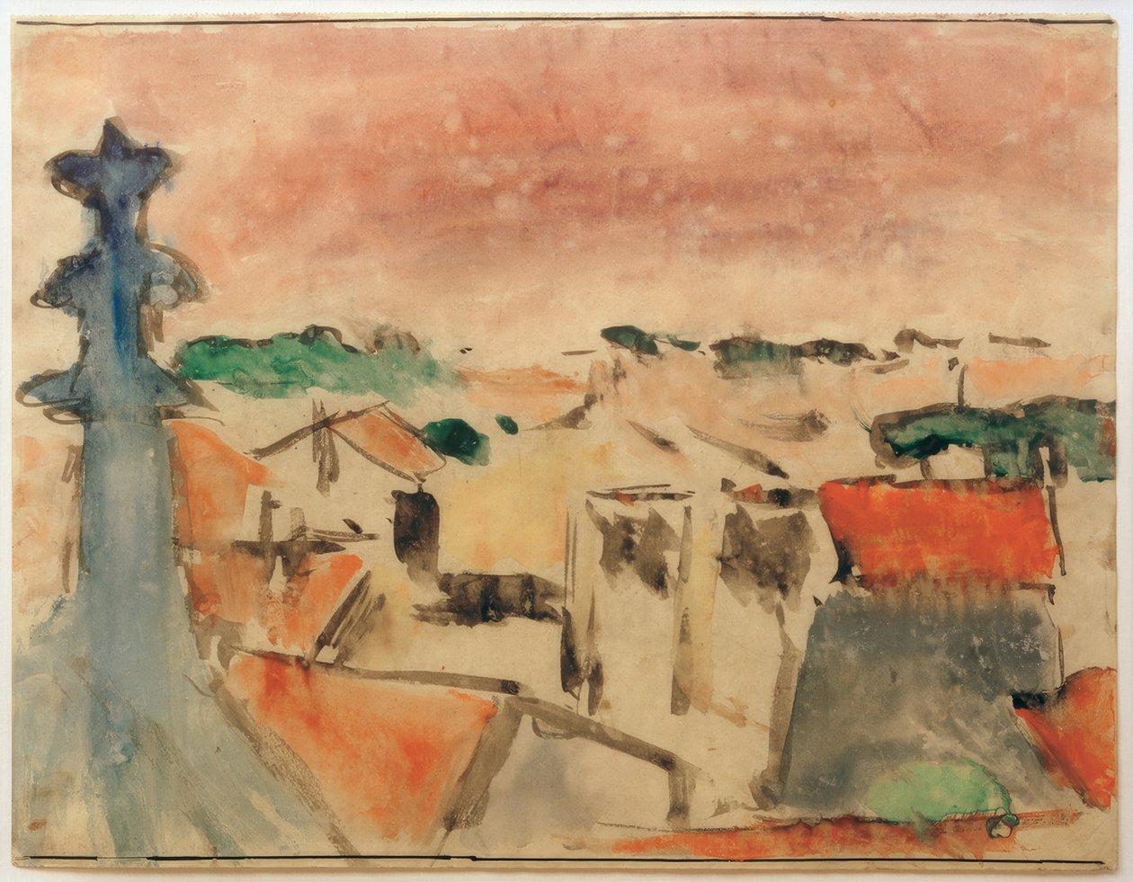 紫罗兰色的天空下的村庄 作者 赫尔姆特·马克（Helmuth Macke）