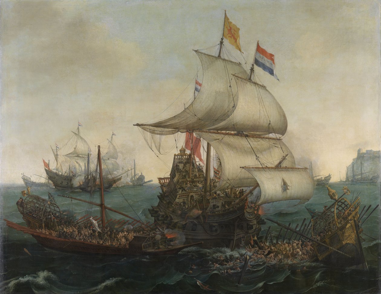 1602年10月3日，荷兰船只在英国海岸冲击西班牙厨房 作者 亨德里克·科内利斯。房间