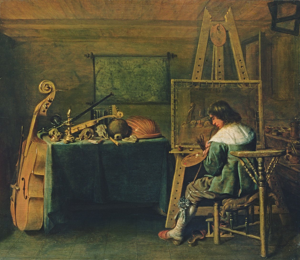 艺术家在他的工作室，c.1640（面板） 作者 Hendrick Gerritsz锅