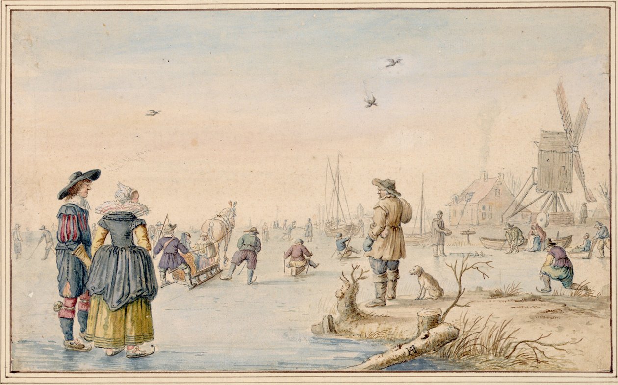 Hendrick Avercamp - 冬季景观与滑冰者，阿尔贝蒂娜 作者 亨德里克·阿弗坎普
