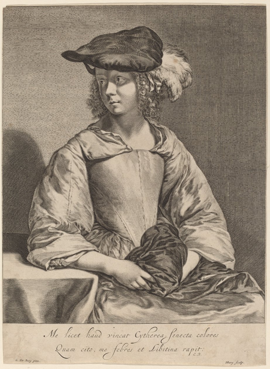 戴羽毛帽的女孩 作者 亨德里克·巴里 (Hendrick Bary) 在 Gerard ter Borch the Younger 之后