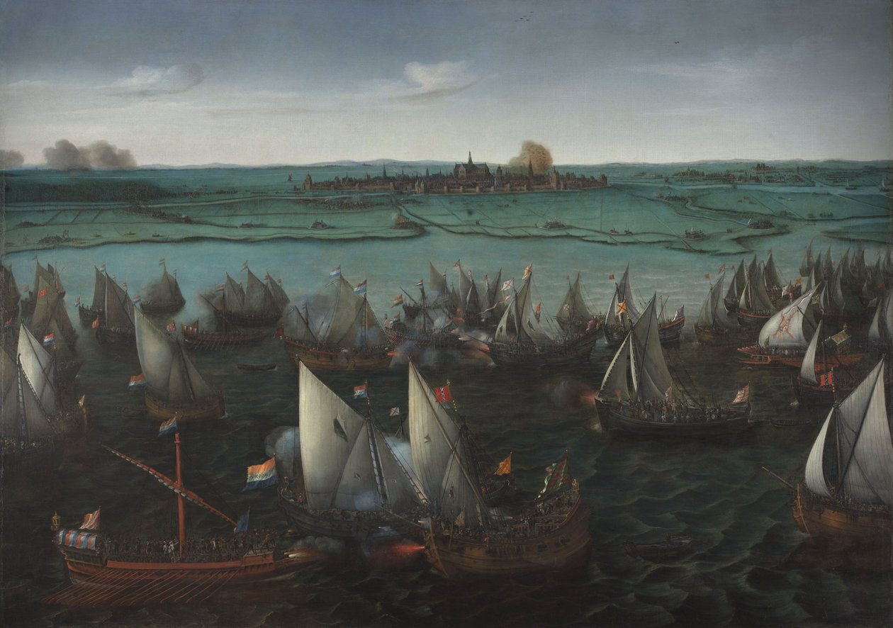 1629年在哈勒默米尔（Haarlemmermeer）上的荷兰战舰与西班牙战舰（布面油画） 作者 亨德里克·科内利斯。房间