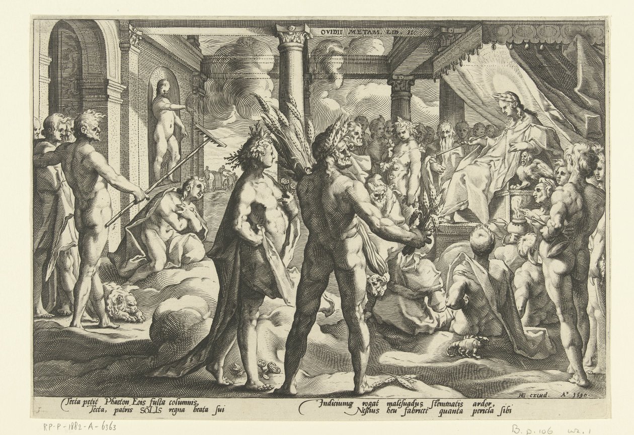赫利俄斯宫殿中的辉顿
奥维德的《变形记》（丛书名） 作者 Hendrick Goltzius（工作室）