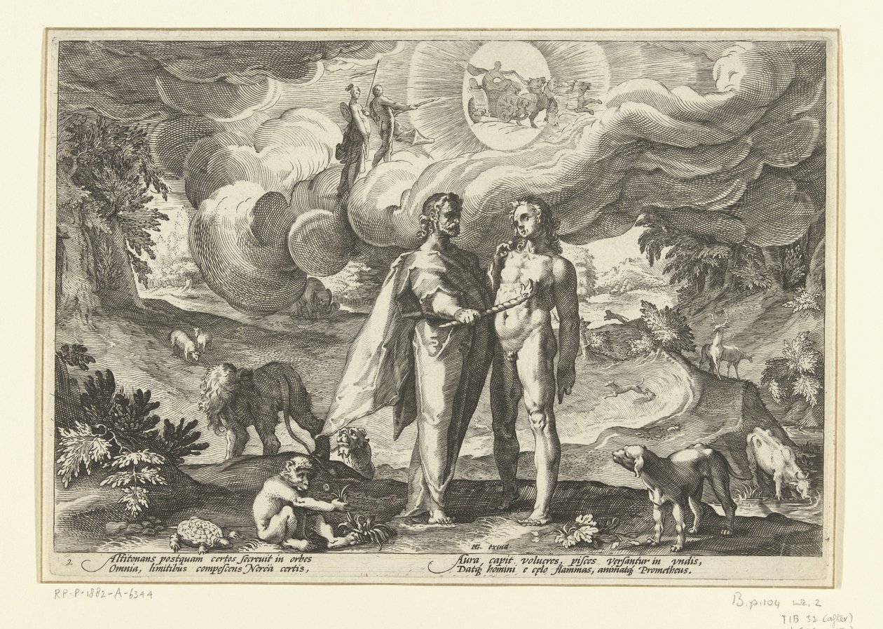 普罗米修斯赐予人类火种
奥维德《变形记 作者 Hendrick Goltzius（工作室）