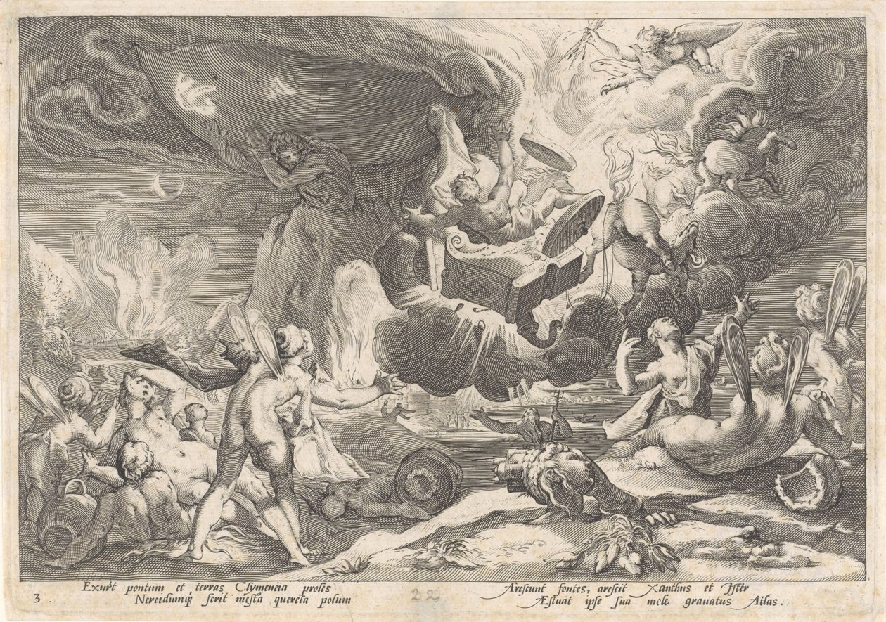 费顿的堕落
奥维德的《变形记》（丛书名） 作者 Hendrick Goltzius（工作室）