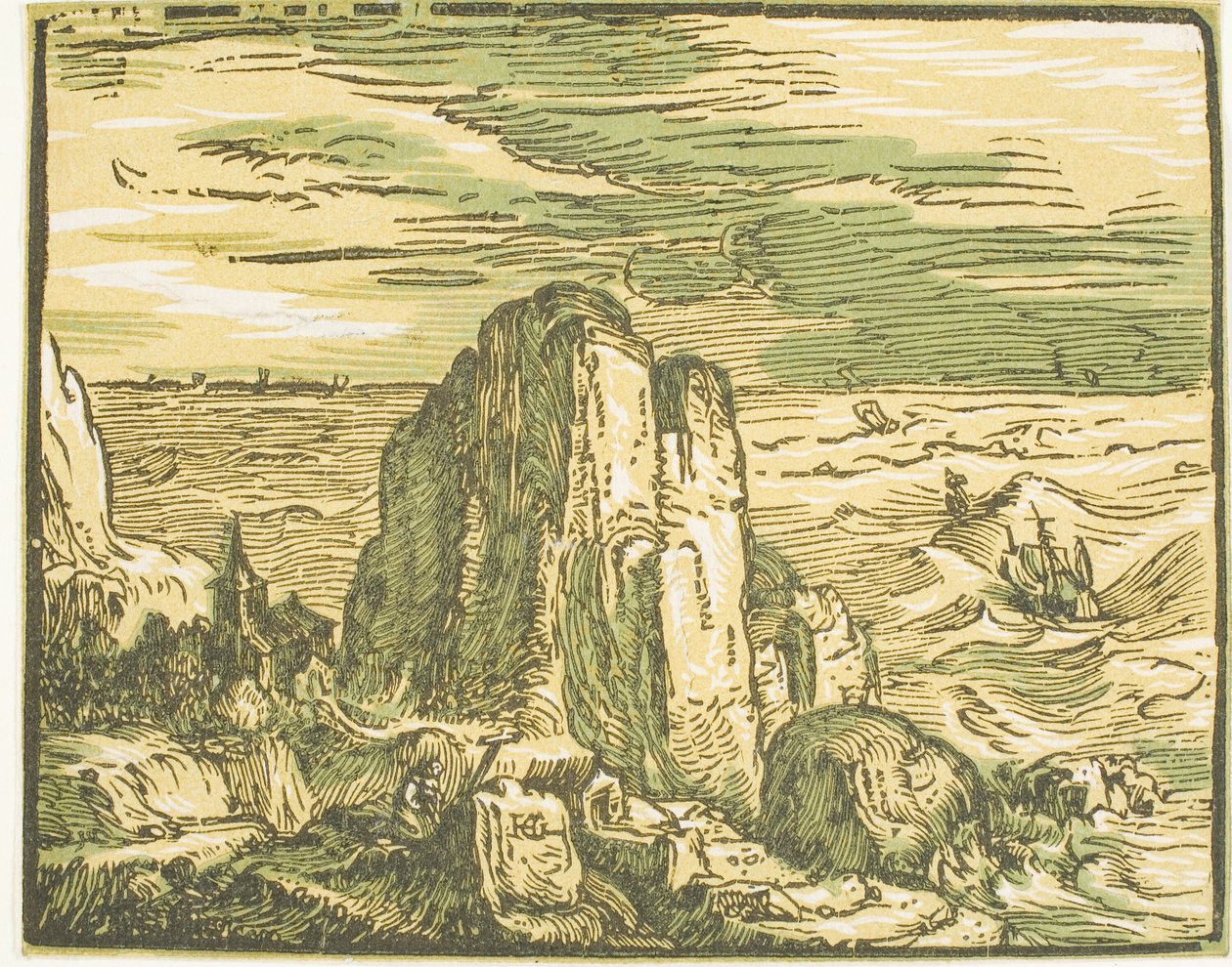 海边的悬崖，选自《四幅小风景画 作者 亨德里克·戈尔齐乌斯