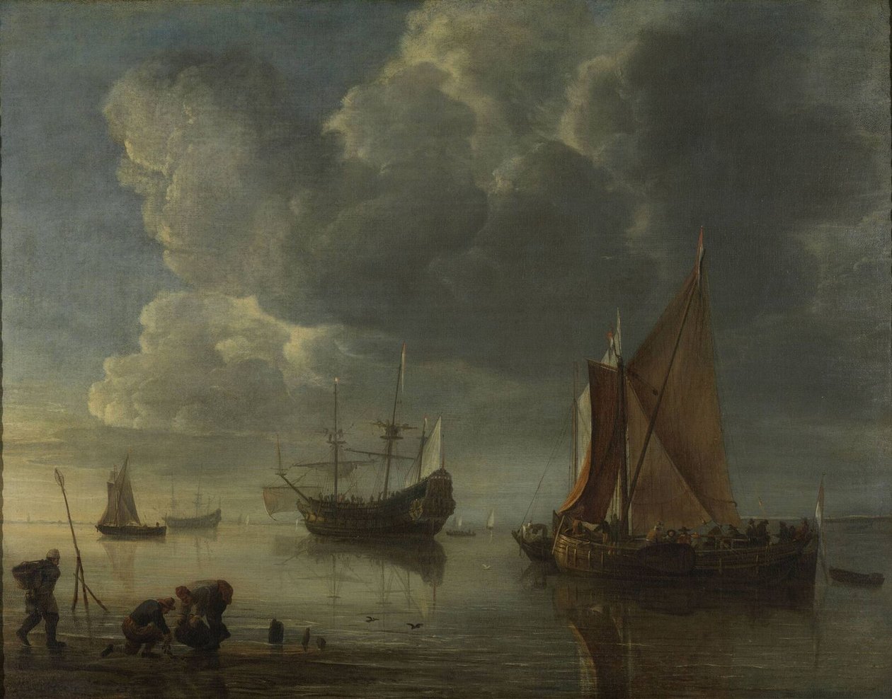 平静的大海，1655-1657 作者 亨德里克·雅各布斯。杜贝尔