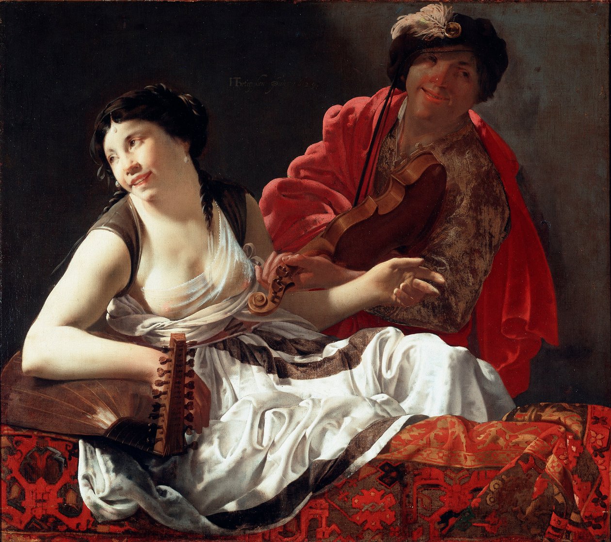 音乐会或 "Ouie的寓言" 画作，Hendrick Terbrugghen (Ter Brugghen) (1588-1629) 1629 Dim.90x127厘米 罗马博尔赫斯画廊 作者 亨德里克·布鲁格
