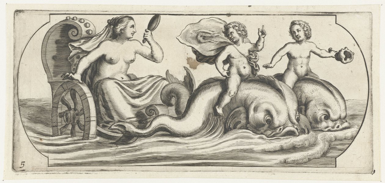 战车上的安菲特里忒
Nouveau Livre des Dieux et Deeßes De la Marine Bouckje of Sea Gods and Goddesses（丛书名） 作者 亨德里克·德凯泽 (I)