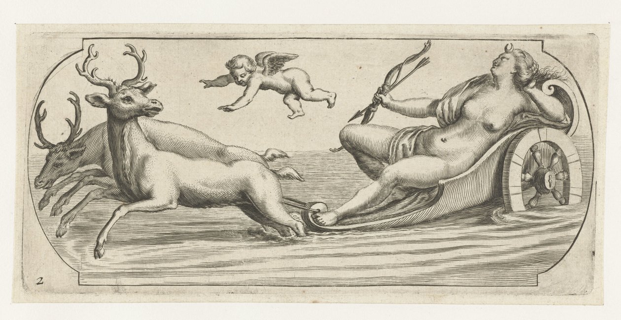 戴安娜与弓箭
Nouveau Livre des Dieux et Deeßes De la Marine Bouckje of Sea Gods and Goddesses（丛书名） 作者 亨德里克·德凯泽 (I)