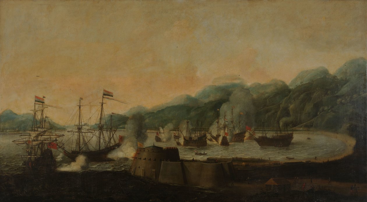 1639 年 9 月 30 日，科内利斯·西蒙斯·范德维尔 (Cornelis Simonsz van der Veer) 指挥的荷兰分舰队对果阿维尔哈湾的三艘葡萄牙大帆船发起突然袭击 作者 亨德里克·范·安托尼森