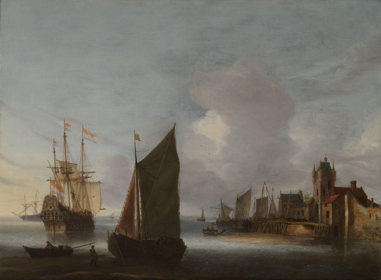 齐里克泽（Zierikzee）附近的船只，背景为苏伊士港（Zuidhavenpoort 作者 亨德里克·范·安托尼森