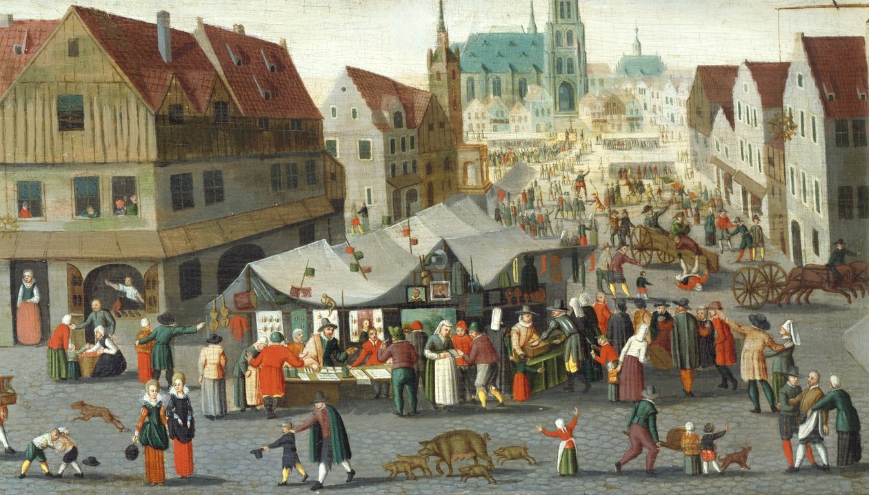 市场广场，亨德里克-范-斯泰恩韦克-杨格尔（Hendrick van Steenwijck Younger，约 1580-1649 年）的作品 作者 小亨德里克·范斯汀维克