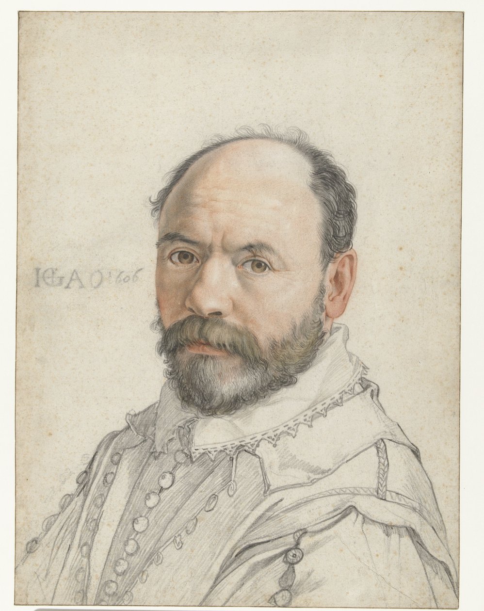 Pierre Francheville（Francavilla）的肖像，1590-91（粉笔在纸上） 作者 亨德里克·古尔齐乌斯（Hendrik Goltzius）