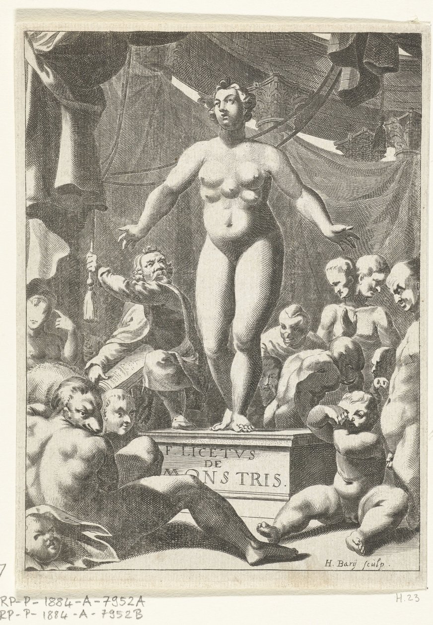 有五个乳房的裸体女人
Fortunius Licetus 的扉页，De Monstris，阿姆斯特丹，1665 年 作者 亨德里克·巴里