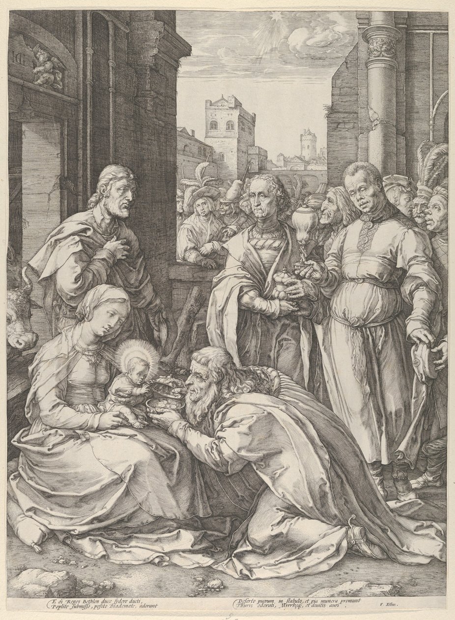 Adoration of the Magi,.n.d.,n.d. 作者 亨德里克·古尔齐乌斯（Hendrik Goltzius）