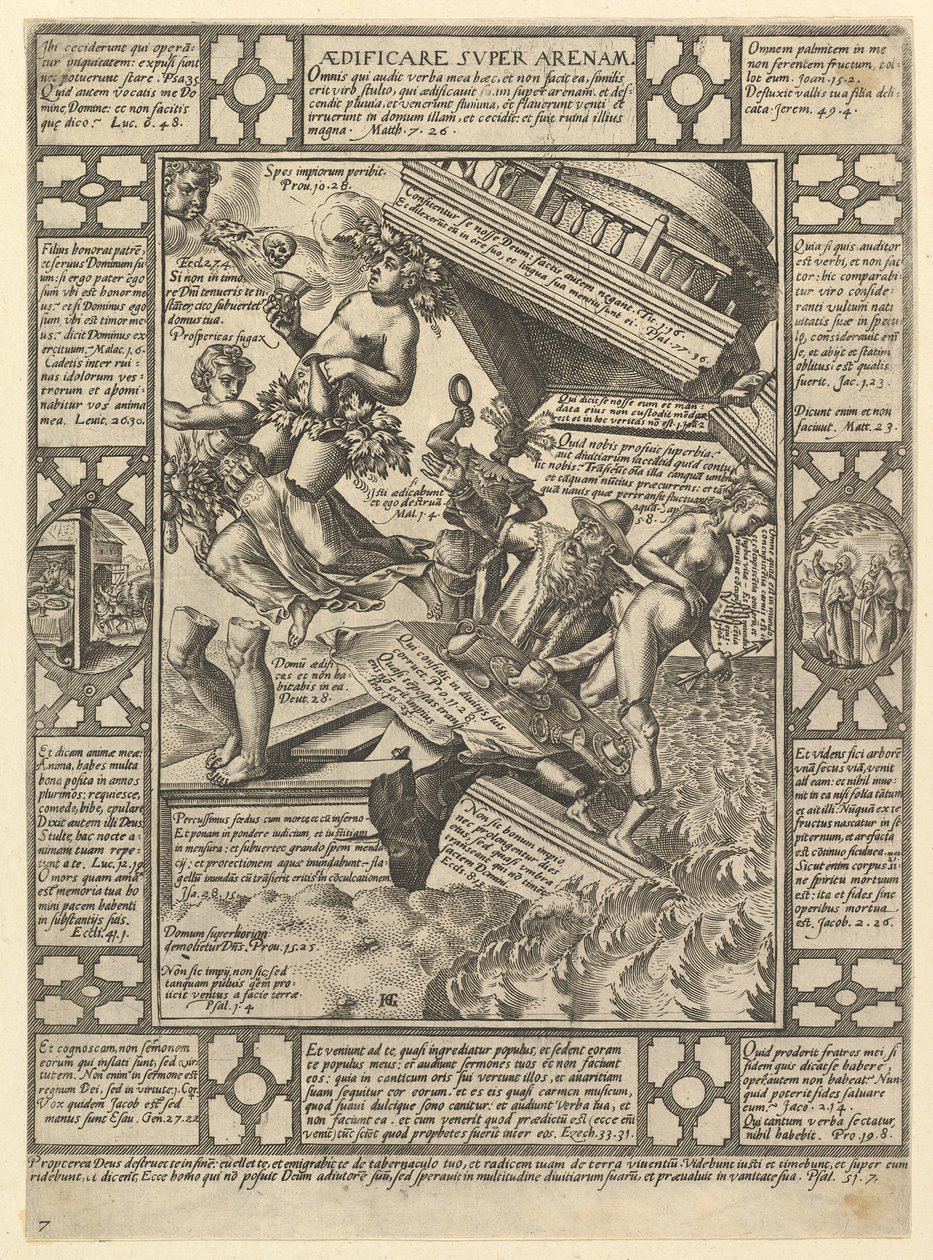 基督教信仰寓言中的Aedificare Super Arenam，来自Christian and P ...，1575-1617。 作者 亨德里克·古尔齐乌斯（Hendrik Goltzius）