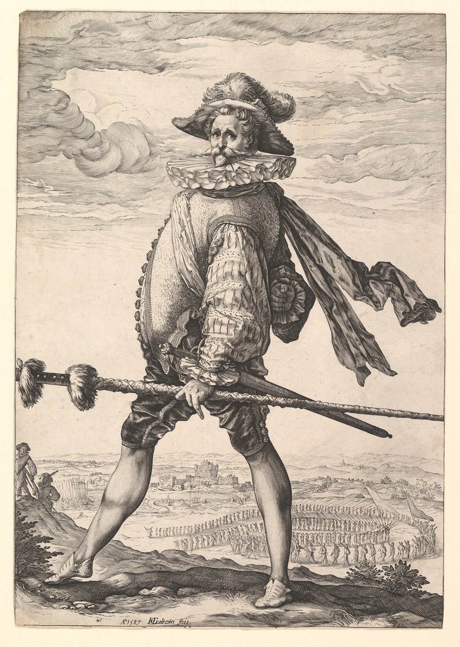步兵队长，1587年。 作者 亨德里克·古尔齐乌斯（Hendrik Goltzius）