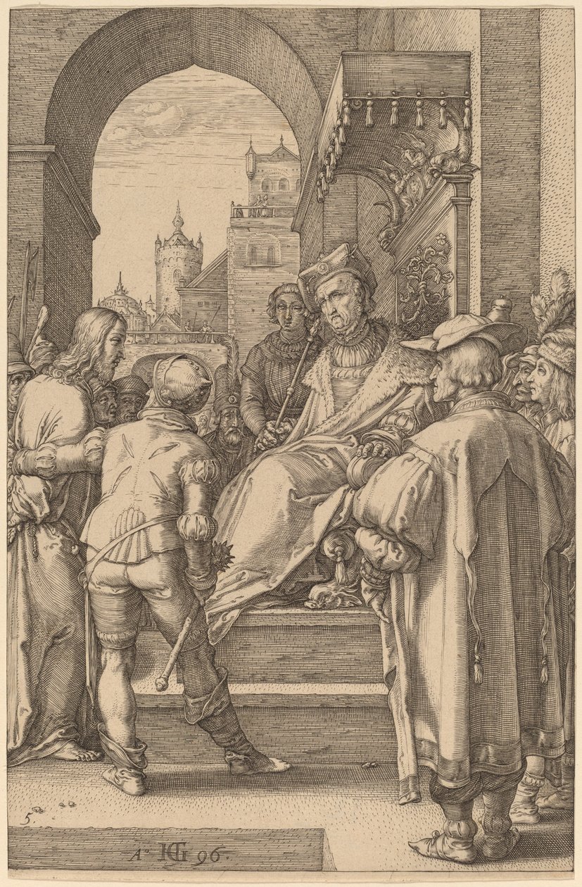 基督在彼拉多面前 作者 亨德里克·古尔齐乌斯（Hendrik Goltzius）